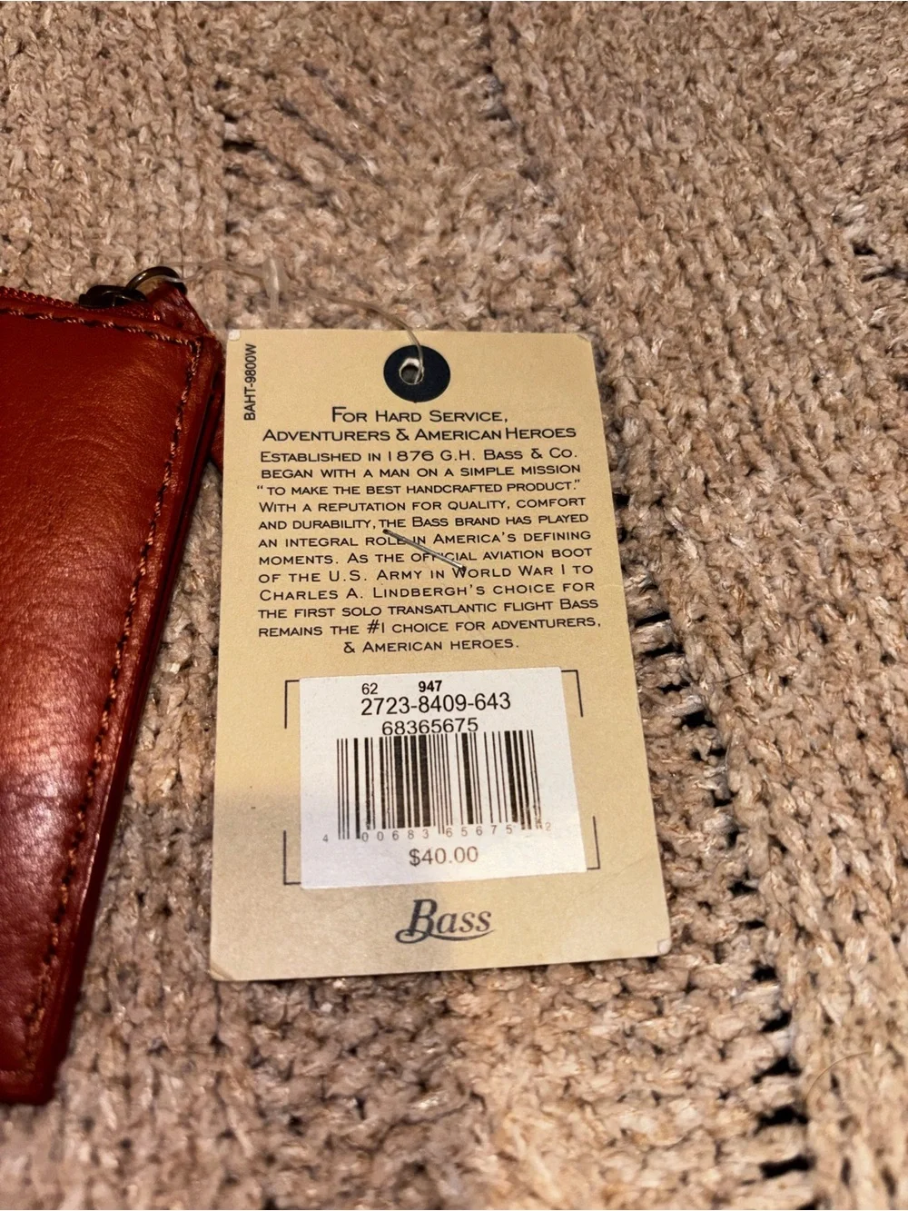 G.H. Bass & Co. Genuine Leather Coin Purse Card Case NWT